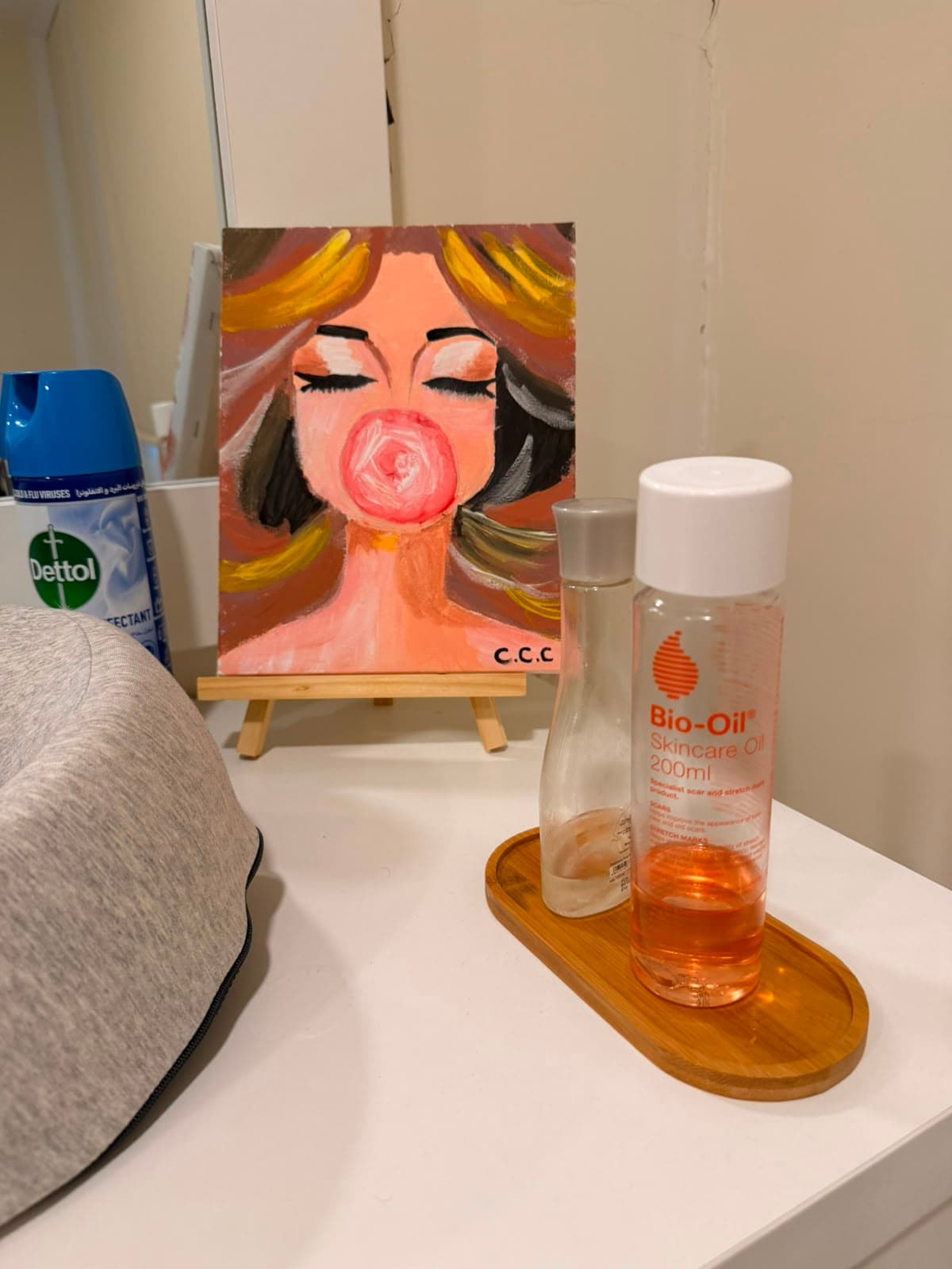 Studio decor and skincare products